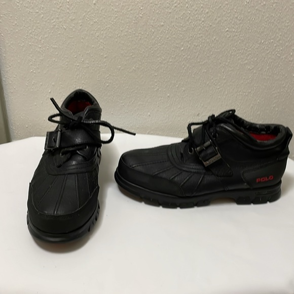 Polo Ralph Lauren Dress Shoes Mens Black Leather Duck Boots Size 10D - Picture 8 of 17
